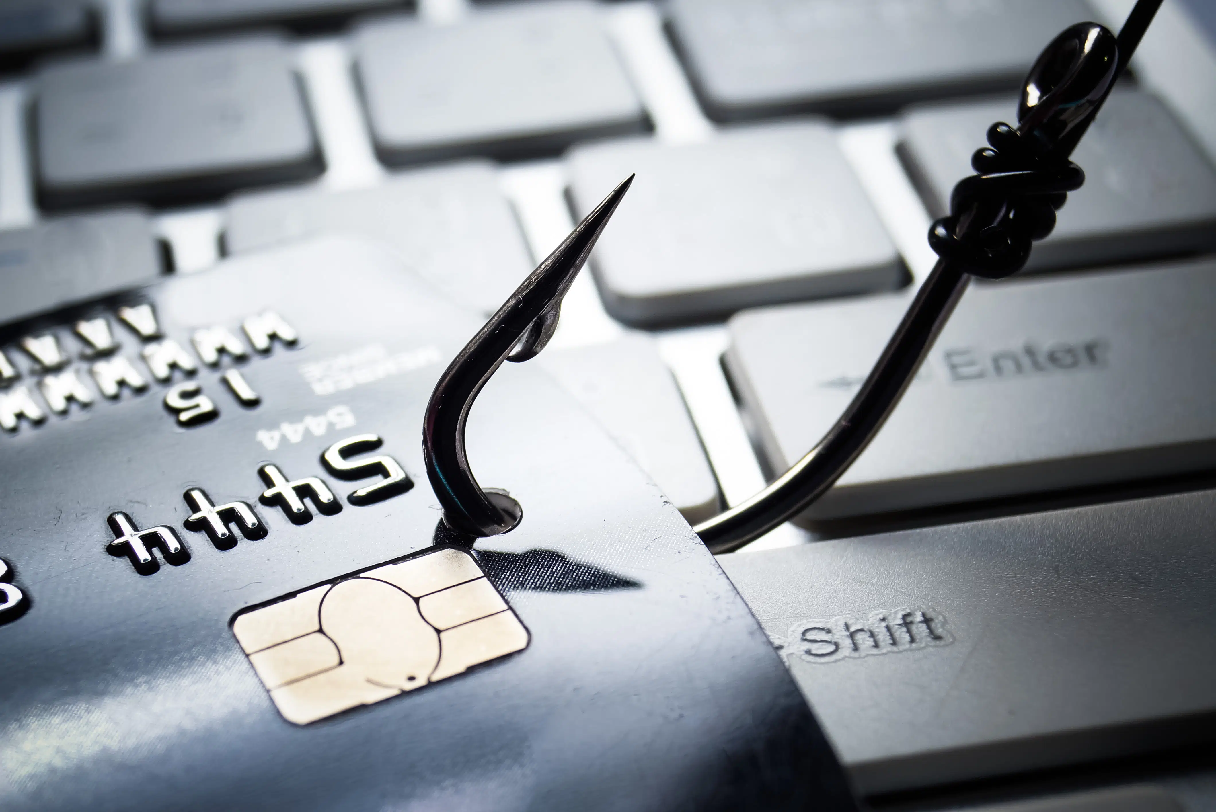 Credit Card Phishing Piles Of Credit Cards With A Fish Hook On